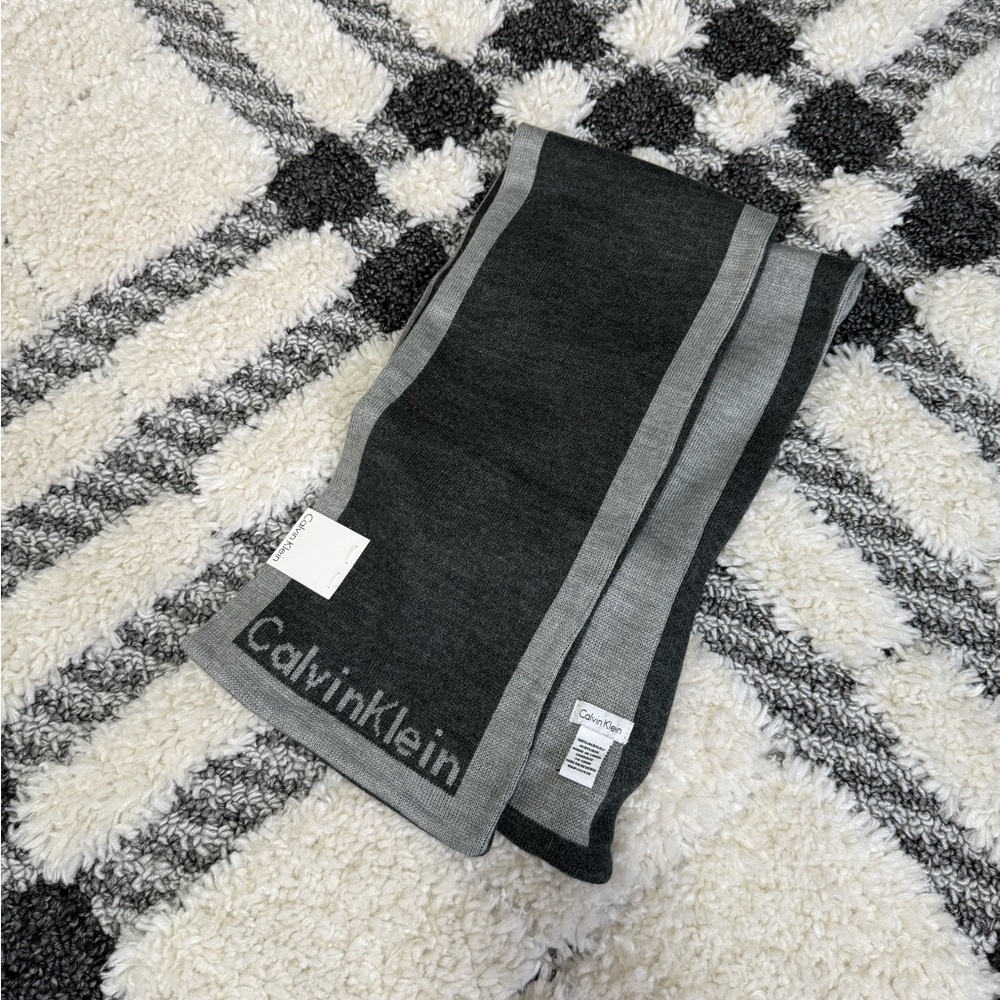 Calvin Klein Charcoal and Light Gray Scarf